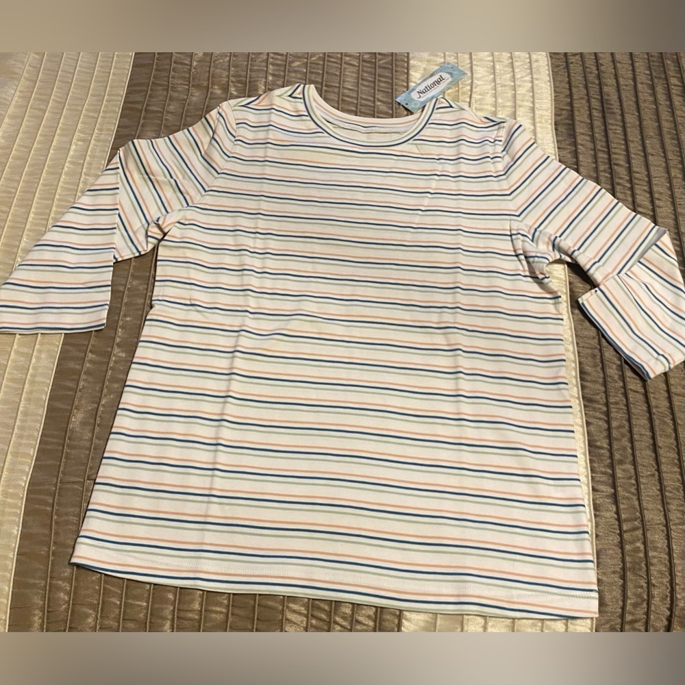 National by UltraSofts - NEW - Womens Zen Stripe Beyond Basic Top. Medium